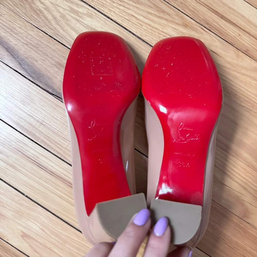 Christian Louboutin Cadrilla 70mm Patent Nude Block Heel Pumps, size 36.5 - Picture 13 of 13